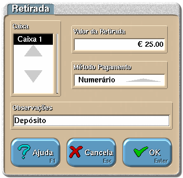 Se as caixas não estiverem configuradas para se indicar o valor em caixa durante o fecho (fecho cego), a mensagem de erro informa o utilizador do valor actual em caixa. 7.5.