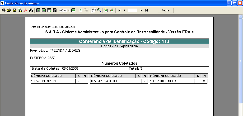 Figura 8.7 Relatório da Coleta 9. Conclusão O SARA foi elaborado visando facilitar o dia a dia do produtor e supervisor, utilizando os mais altos conceitos de TI.