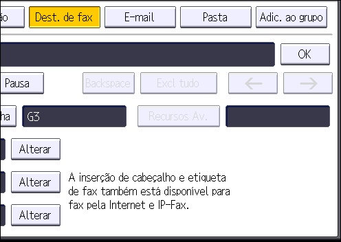 Procedimento básico para transmissões (transmissão de memória) 10. Introduza o número de fax com as teclas numéricas e, em seguida, prima [OK]. 11.