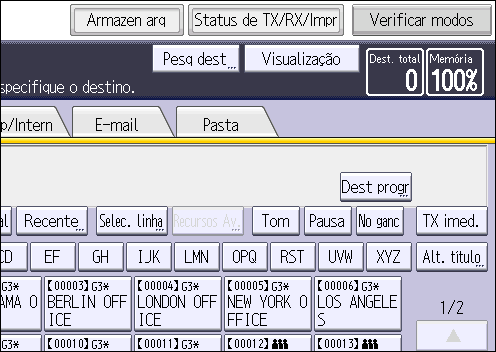 4. Fax Imprimir diário manualmente Para imprimir o diário manualmente, selecione o método de impressão: [Tudo], [Imprimir por nº arquivo] ou [Imprimir por usuário].