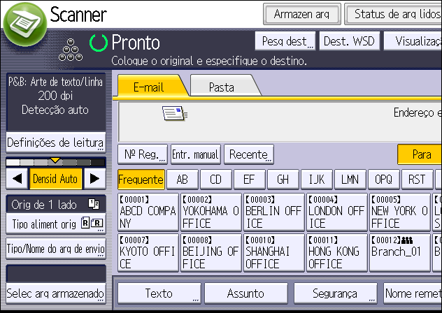 Procedimento básico para enviar arquivos digitalizados por e-mail 5. Se necessário, especifique as definições de digitalização de acordo com o original a ser digitalizado.