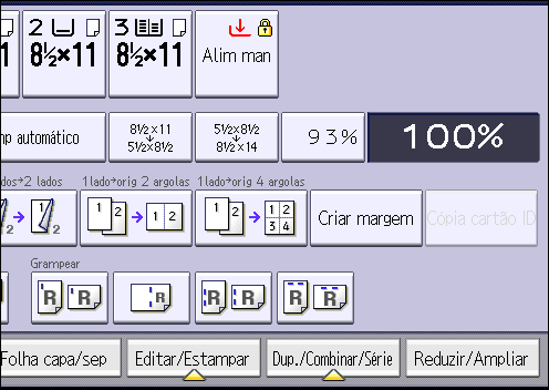 3. Copiar CKN074 Existem seis tipos para combinar dois lados. Um lado, quatro originais Comb 2 lados Copia quatro originais de 1 lado em uma folha com 2 páginas por lado.