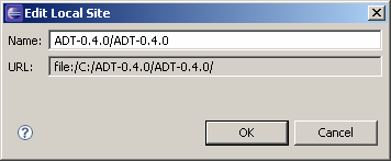 Feito isso, clique no botão New Local site e indique o diretório do ADT já descompactado no local onde você extraiu.