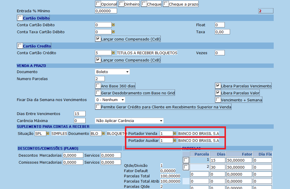 13º PORTADOR AUXILIAR NOS PLANOS DE PAGAMENTO CRIADO PORTADOR AUXILIAR NOS PLANOS DE PAGAMENTO PARA SER USADO NOS FECHAMENTOS COM EMISSÃO DE NOTA FISCAL OU DOCUMENTO AUXILIAR. ATENÇÃO!