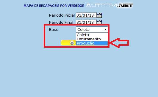 09.11.2012 RECAPAGEM MAPA DE RECAPAGEM POR VENDEDOR ADICIONADO O FILTRO COM BASE NA DATA DE PRODUÇÃO (ANTERIORMENTE HAVIA SOMENTE DATA DA COLETA OU DATA DE FATURAMENTO). 01.11.2012 RECAPAGEM FORÇAR PREÇO / AJUSTE DE PREÇOS CRIADOS CAMPOS IDENTIFICADORES PARA CONTROLE DA ORIGEM DA OPERAÇÃO E OBSERVAÇÃO REDUZIDA DO MOTIVO.