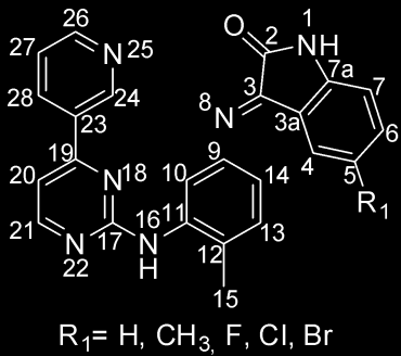 7.3. Obtenção dos Produtos Finais 46a-e Em um balão monotubulado de 100 ml, acoplado com condensador de refluxo, dean-stark e agitador mecânico, foram adicionados 1 mmol das isatina correspondentes