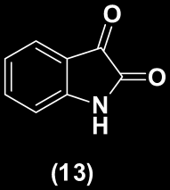 1.5. 2,3-Dioxoindóis: As Isatinas A isatina (13) (Figura 8) é um benzo-heterociclo que pode ser encontrado na natureza em plantas do gênero Isatis, Calanthe discolor e Couroupita guinensis, e em