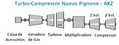 12 abaixo. Figura 2. 12- Configuração Turbocompressor da P-20: GE ou Solar Tubine /Nuovo Pignone AKZ (TROYMAN A. C. R., 1994).