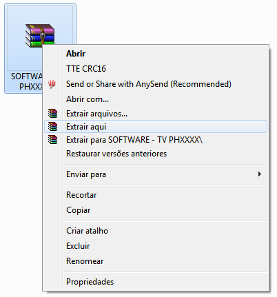 Localizado o modelo do seu televisor, clique em Visualizar: TV PHXXXX XXXXX Clique em Drives/Software : Depois em Download : Após isso aguarde o download ficar completo: Descompactando o arquivo: -