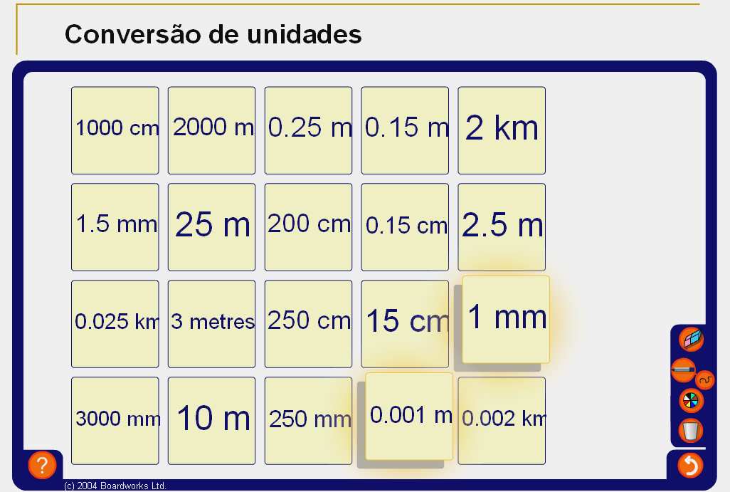 Figura 3: Conversão de unidades. De seguida passou-se para a representação de pontos num referencial cartesiano.