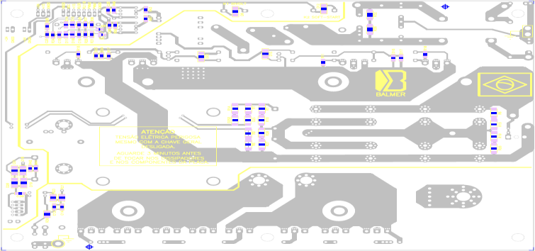 SMD (pçs) Inversor SMD e PTH 261 x 196 62 50 Fonte: Autor Como mencionado anteriormente, este modelo apresenta uma série de componentes que necessitam de montagem manual, por possuir o acoplamento de