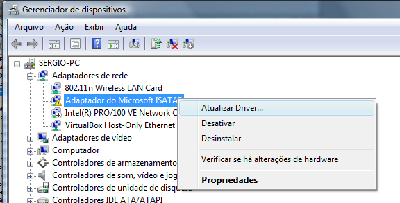 desinstalar e reinstalar drivers é o Sistema.