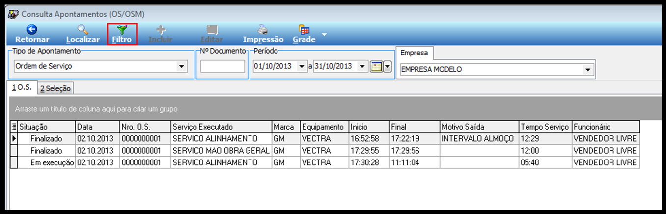 Figura 13 Tela de Consulta s OS/OSM.