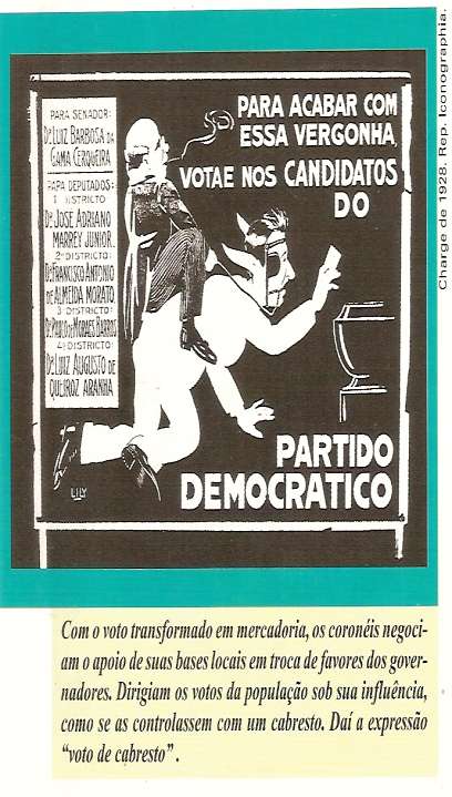 - Política dos Governadores autonomia estadual, apoio eleitoral ao governo federal; - Coronelismo obtenção de votos pela manipulação dos