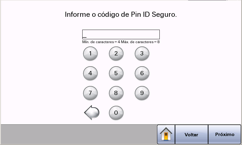 5.2.3 Validar PIN ID e PIN Seguro Com esta forma de autenticação configurada, será mostrada primeiramente a interface do item acima (5.2.2) e depois será necessário digitar o PIN ID Seguro: 5.2.4