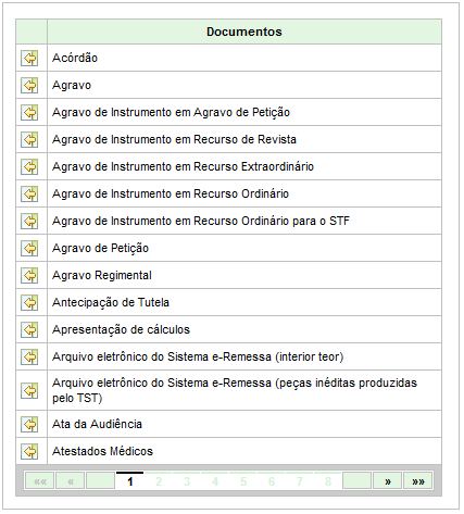 Com a ferramenta,é possível verificar o número de páginas de documentos disponível, bem como retrocedê-las e antecipá-las uma a uma por meio dos ícones e, respectivamente Os ícones e direcionam,