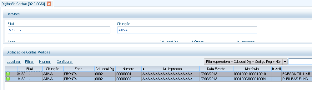 1.9 Caso não haja críticas, a guia fica com STATUS = ATIVA e FASE = PRONTA 1.