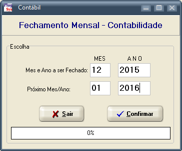 Página 6 de 7 Informe o Mes Inicial, geralmente 12 e informe o Mes Limite: 12. Se for preciso Reprocessar o ANO todo, informe Mes Inicial: 01 e Mes Limite 12.