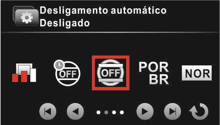 Altere para o menu configurar ( ). 2. Toque desligamento automático para entrar no menu. 3.