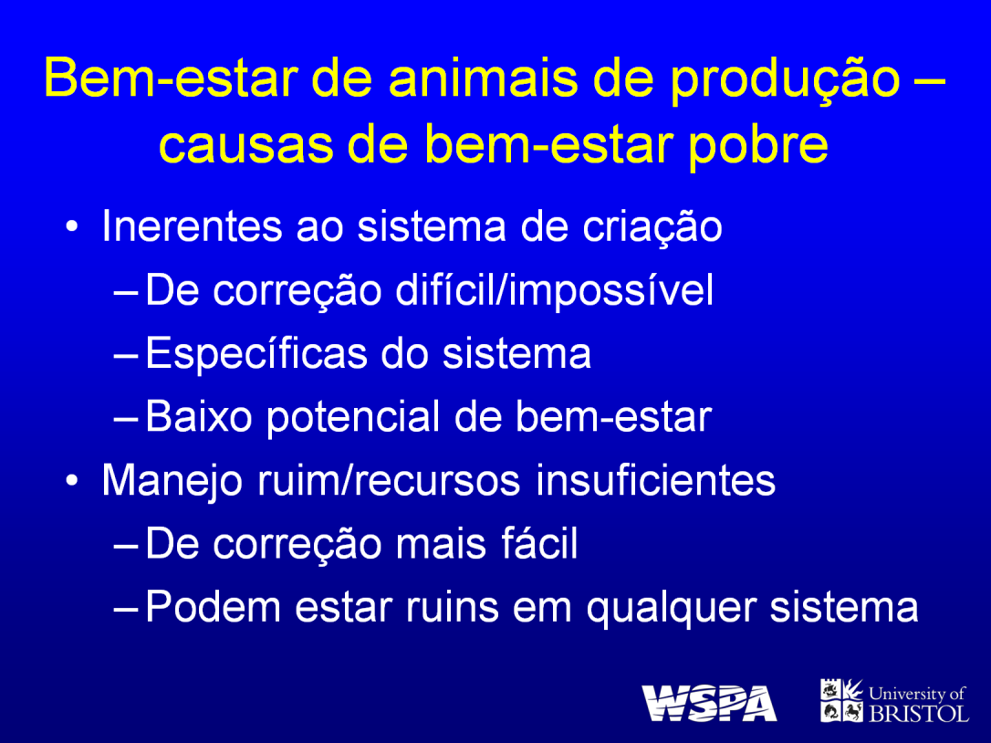 No Módulo 13, estudamos as principais causas de problemas de bem-estar em animais de produção e diferenciamos entre os problemas evitáveis e aqueles inerentes ao sistema.