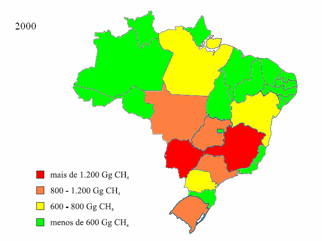 emitindo 224,85 Gg (68% das emissões por manejo de esterco), seguido pelo gado de leite com 49,41 Gg (15% das emissões por manejo de esterco).