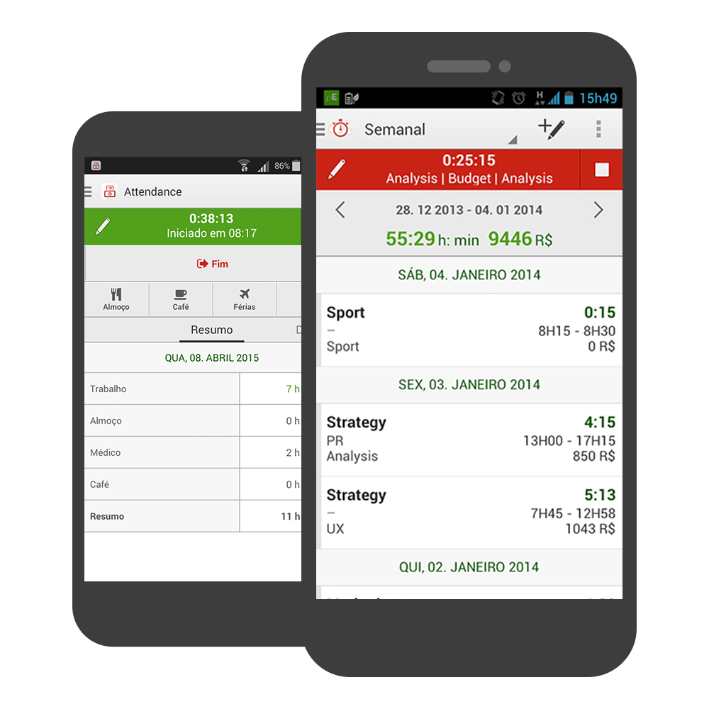 App para smartphones e tablets In order to provide the absolute availability that these tools require, we have developed a native Android application for Android primaerp Time Tracking and