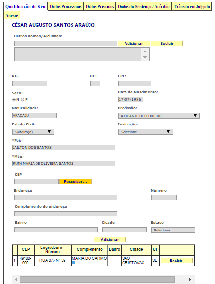 4.2. DADOS PROCESSUAIS O grupo dados processuais deve conter um resumo dos principais atos do