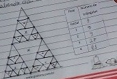 Após o preenchimento da tabela, foi solicitado que os alunos encontrassem outra maneira de representar o número de triângulos em cada interação, porém apenas a aluna que já havia aprendido