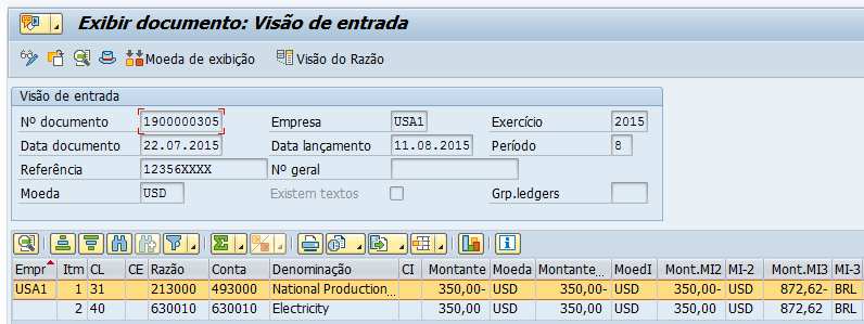 Execute este procedimento quando houver necessidade de exibição de documentos e seus lançamentos