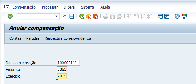 6.3 Anular compensação Objetivo Disparador Use este procedimento para anular a compensação do documento com exceção de pagamento por cheque (FCH8).