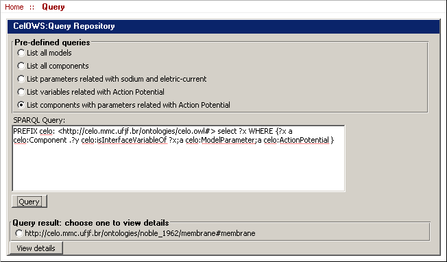 73 Figura 26. Formulário da aplicação cliente para consultar modelos. 5.6. Trabalhos relacionados A discussão sobre o uso de ontologias em CellML vem ocorrendo entre os autores de CellML há alguns anos (NIELSEN et al, 2003).