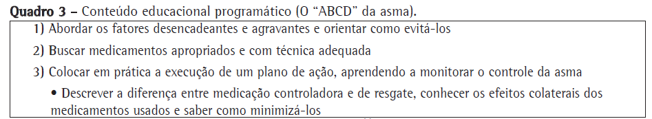 TRATAMENTO INTER-CRISE DA ASMA EDUCAÇÃO DO PACIENTE CONTROLE