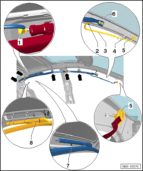 CC 2010, Passat 2006, Passat CC 2009, Passat Variant 2006 3 Soltar o airbag de protecção da cabeça -8- das fixações na carroçaria.