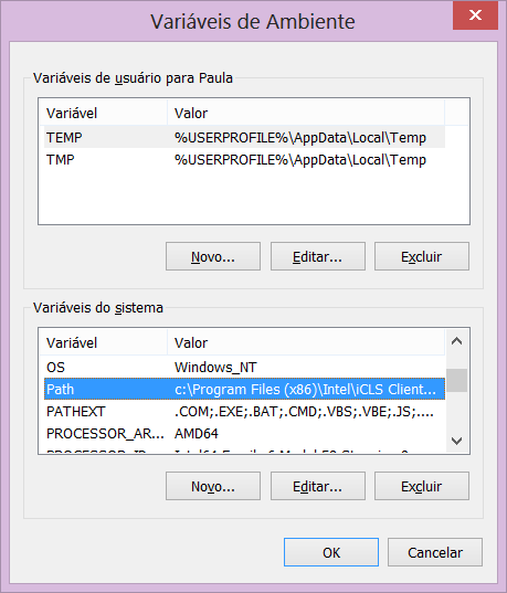 120 Passo 2. Clique com o botão direito no ícone Meu Computador, ou no Painel de Controle, dê um duplo clique sobre Sistema ; Passo 3. Em Avançado, clique em Variáveis de Ambiente ; Passo 4.