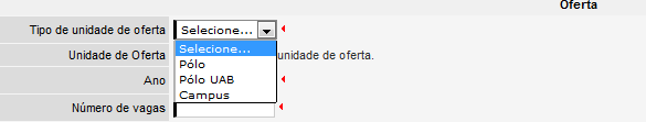 Passo 10: Local de atendimento A Instituição também deve preencher o local da oferta, se utilizará seu campi, os polos UAB ou outro polo, como um município que tenha infraestrutura para o