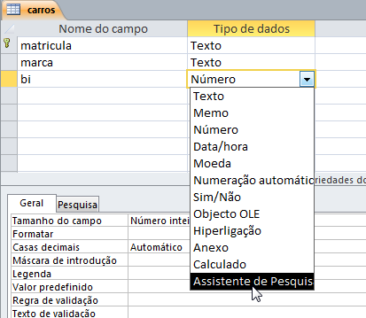 Assistentes de pesquisa nos campos Em seguida modificamos