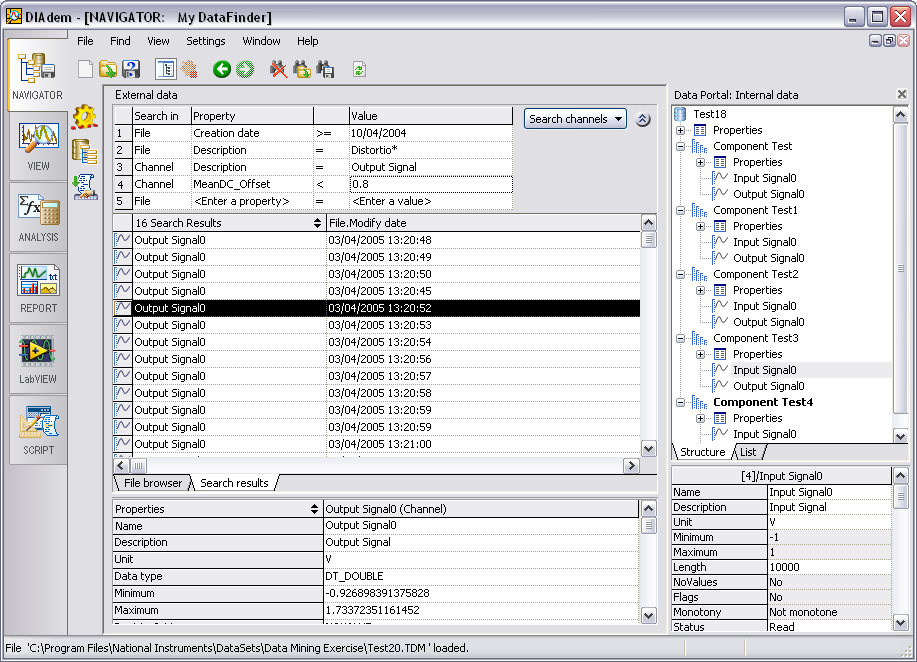 DIAdem DataFinder Parecido com o Google pesquise usando palavrachave Pesquise