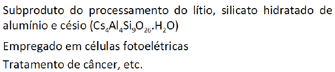 Aplicações -Poucas: -Utilizados em tubos de vácuo e células fotoelétricas; -Alguns compostos são utilizados na preparação de soporíferos, sedativos e no tratamento de epilepsia; -Carbonato de rubídio