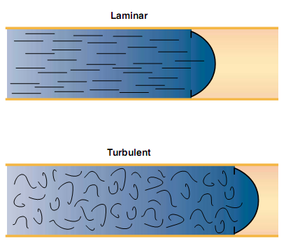 TIPOS DE FLUXO SANGUÍNEO HEMODINÂMICA FLUXO LAMINAR = movimentos regulares dos elementos do fluido.