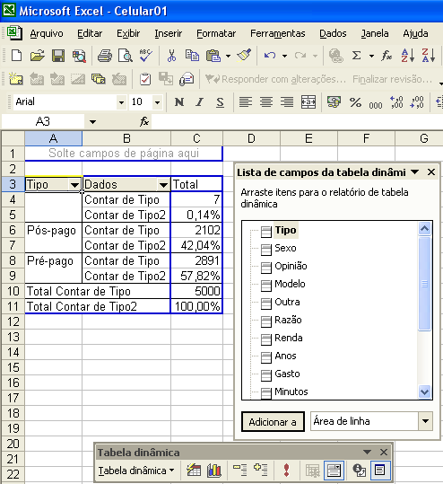 Figura 43 - Mudando a forma de mostrar os dados Na tela à esquerda vemos as várias formas de mostrar os dados: sendo Normal a padrão (os dados serão mostrados no formato especificado no campo Resumir