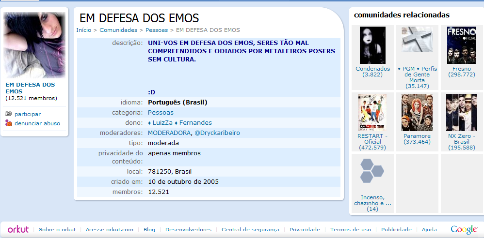 Já as comunidades contra foram selecionadas de acordo com o peso do conteúdo publicado, pois existem algumas com conteúdos mais leves criticando apenas a música, ou se posicionando em favor a outras