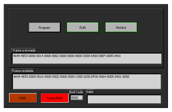 Capitulo 4- Aplicação para Controlo e Monitorização dos Autómatos Na Figura 84, a janela representada contém três botões com funções de mudar o modo de operação do PLC.