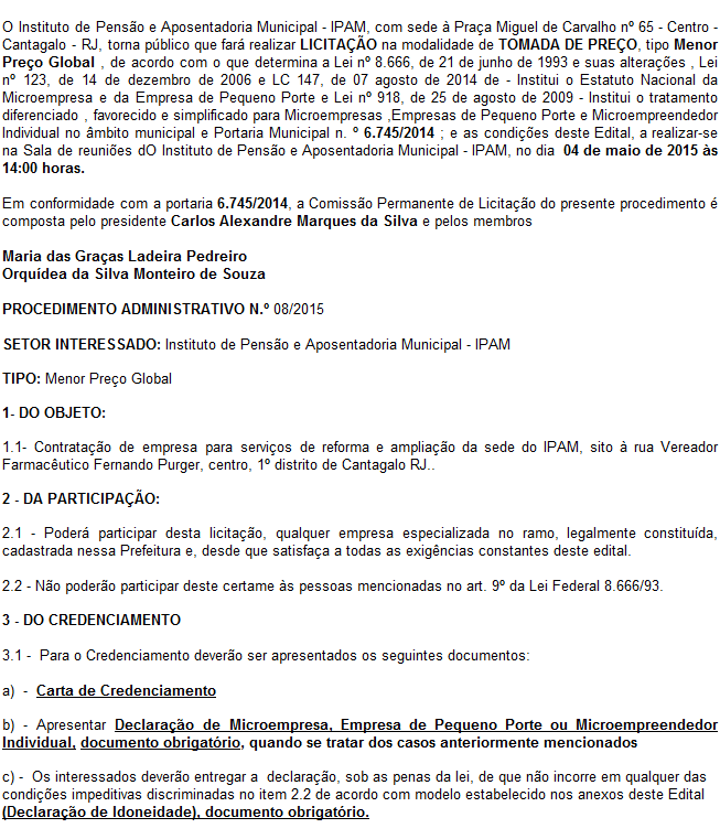 EDITAL EDITAL TOMADA DE PREÇOS Nº 000002/2015 E&L Compras,