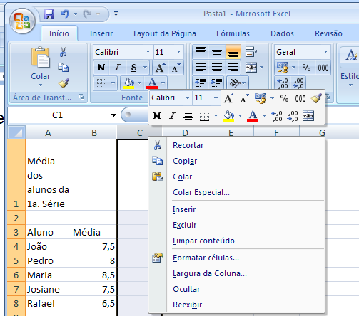 EXERCÍCIO 1. Altere o valor digitado na célula B4 para 150000; 2. Altere o conteúdo da célula K50 para Curso de Computação - Excel; 3. Apague o último sobrenome da célula A1; 4.