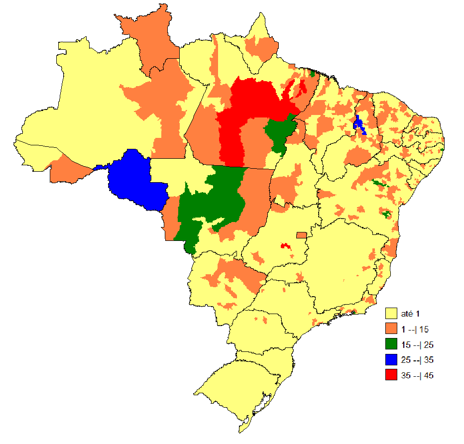 Figura 5 - Distribuição média anual do número de internações por leishmaniose nas AMC s do Brasil no período de