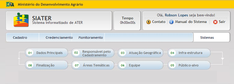 Clicar no botão indicado na figura abaixo para editar os dados da instituição: Preencher todos os dados, em todas as abas.