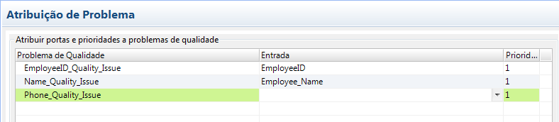 Quando você gera a tabela de registros inválidos, a ferramenta Developer também cria a tabela de problemas de registro inválido.