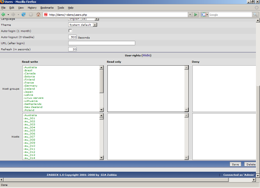 Produto - Screenshots Exemplo de configuração de função (ping) Grupos de utilizadores Grupos de utilizadores -