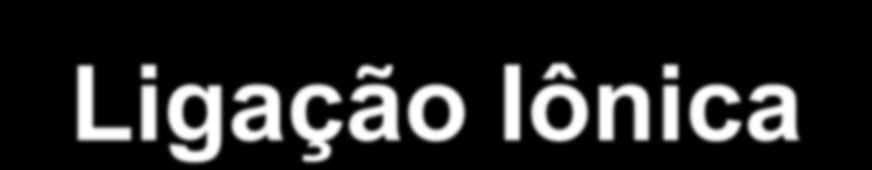 Ligação Iônica Ligação iônica Atração de caráter eletrostático entre partículas possuidoras de cargas de sinais opostos.