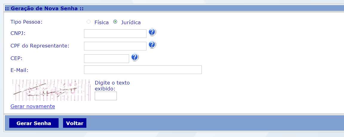 A mensagem de recuperação de senha será enviada para o endereço de e-mail informado anteriormente.